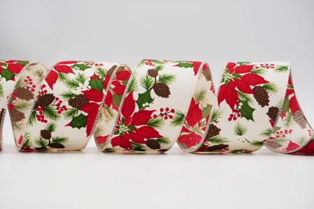 Exquisite Poinsettia Wired Ribbon_KF6826GC-2-2_Ivory